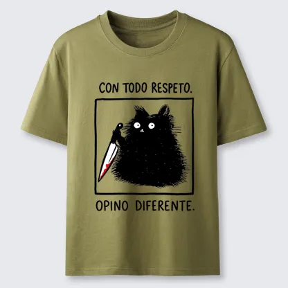 Tokyo-Lion Black Cat Holds Knife Disagrees Classic T-Shirt