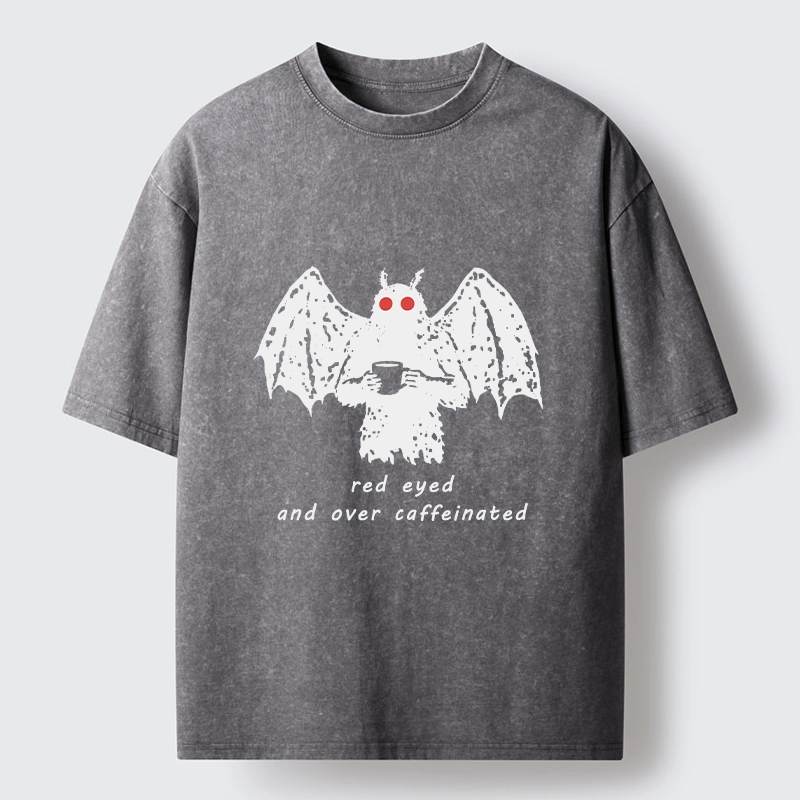 Tokyo-Lion Mothman Needs Coffee Energy Washed T-Shirt-Tokyo-Lion