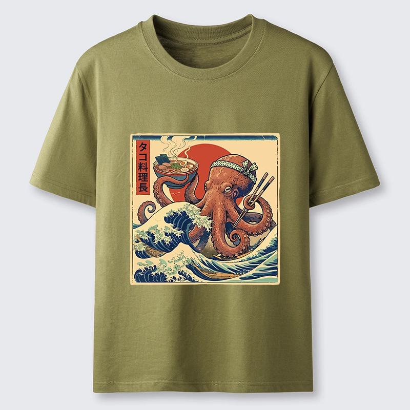 Tokyo-Lion Ukiyo-E Octopus Ramen Master Classic T-Shirt-Tokyo-Lion