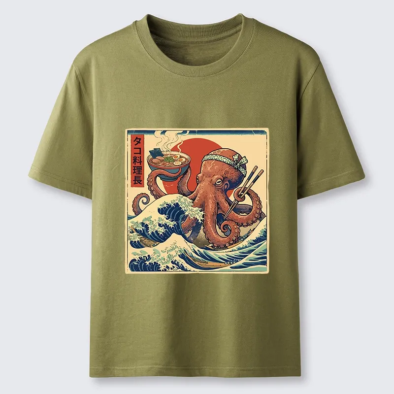 Tokyo-Lion Ukiyo-E Octopus Ramen Master Classic T-Shirt-Tokyo-Lion