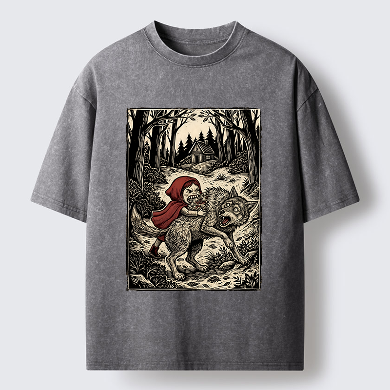 Tokyo-Lion Humor Of Inverted Stories Washed T-Shirt-Tokyo-Lion