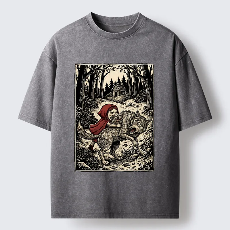 Tokyo-Lion Humor Of Inverted Stories Washed T-Shirt-Tokyo-Lion