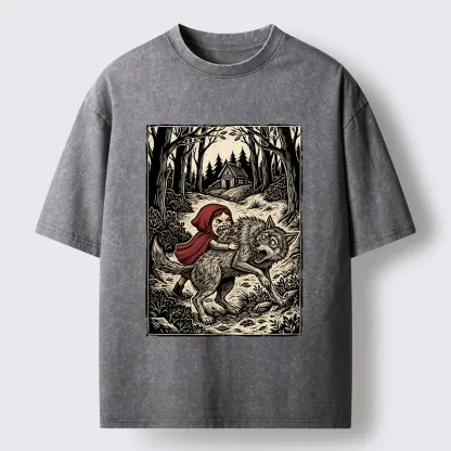 Tokyo-Lion Humor Of Inverted Stories Washed T-Shirt-Tokyo-Lion
