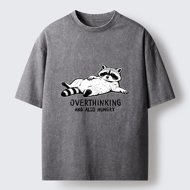 Tokyo-Lion Hungry Overthinking Raccoon Washed T-Shirt-Tokyo-Lion