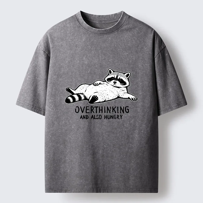 Tokyo-Lion Hungry Overthinking Raccoon Washed T-Shirt-Tokyo-Lion