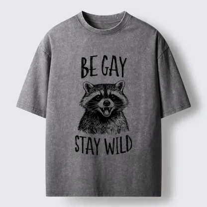 Tokyo-Lion Pride Raccoon Art Washed T-Shirt-Tokyo-Lion