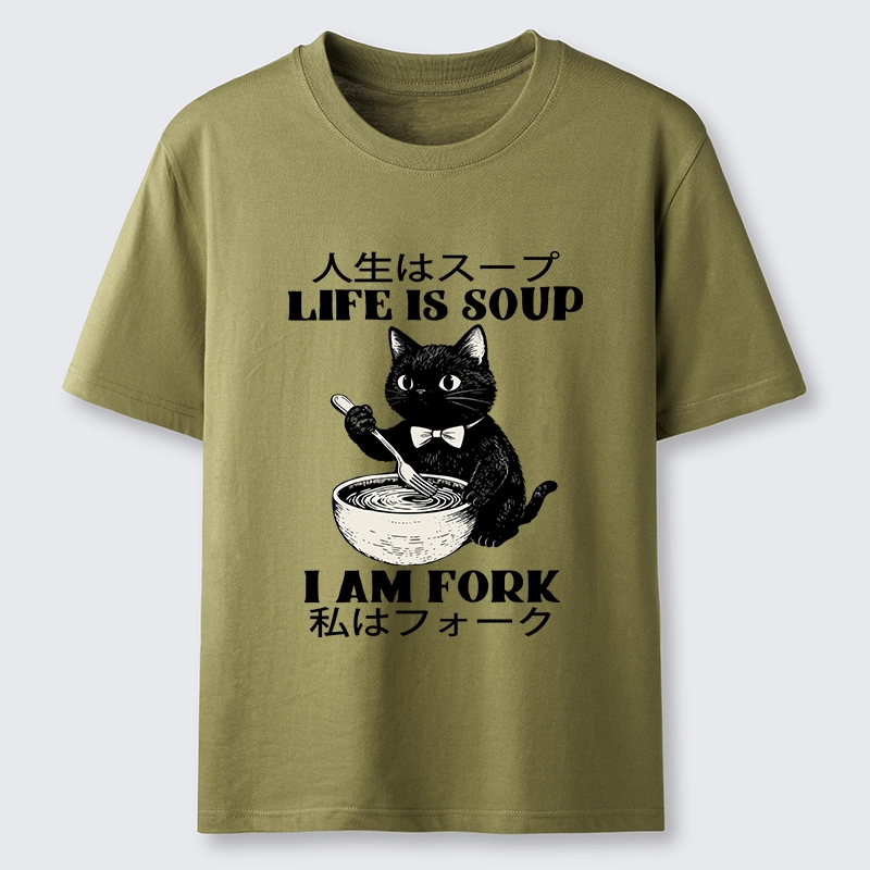 Tokyo-Lion Life Is Soup Cat Humor Meme Classic T-Shirt