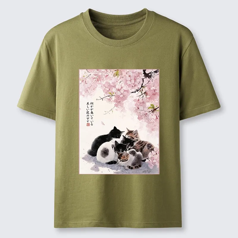 Tokyo-Lion Cute Cats Sakura Garden Classic T-Shirt