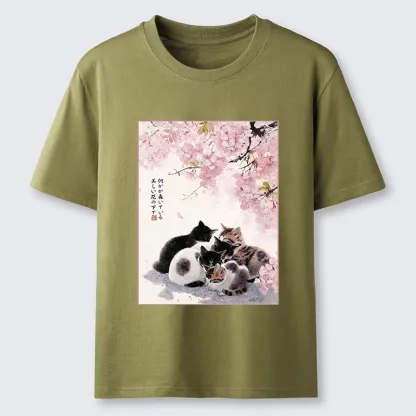 Tokyo-Lion Cute Cats Sakura Garden Classic T-Shirt