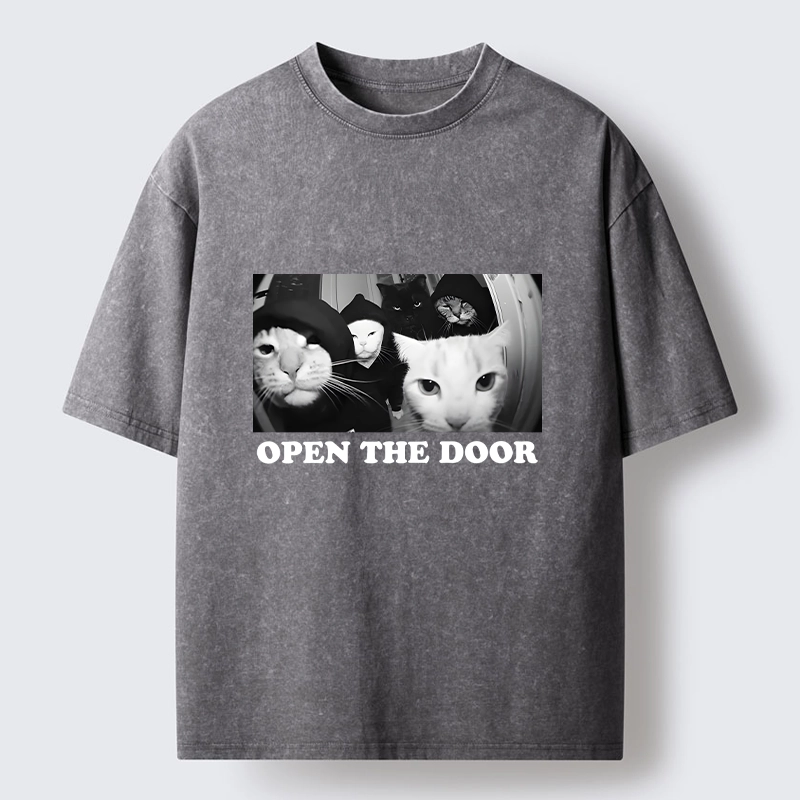 Tokyo-Lion Funny Cat Gang Meme Washed T-Shirt-Tokyo-Lion