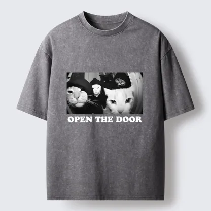 Tokyo-Lion Funny Cat Gang Meme Washed T-Shirt-Tokyo-Lion