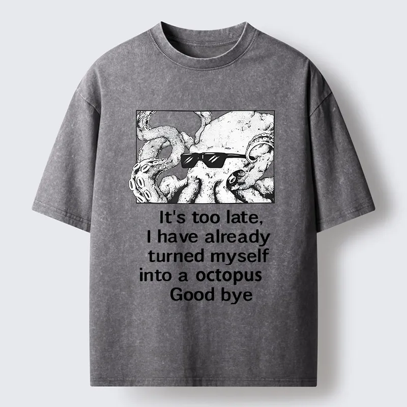 Tokyo-Lion Octopus Meme I Disappeared Completely Washed T-Shirt