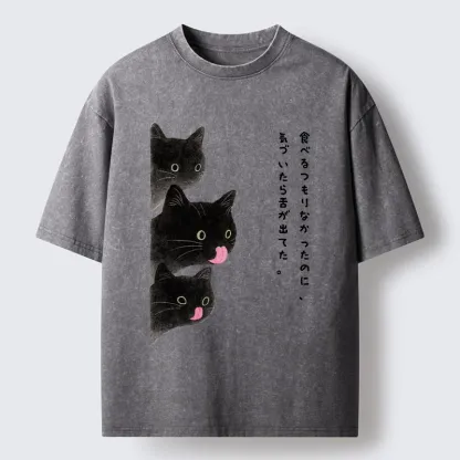 Tokyo-Lion Cats Who Forgot They Stuck Tongues Out Washed T-Shirt