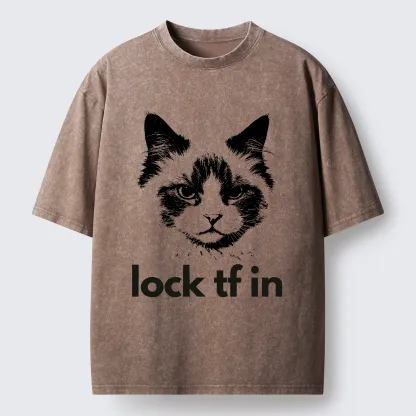 Tokyo-Lion Lock In Cat Washed T-Shirt