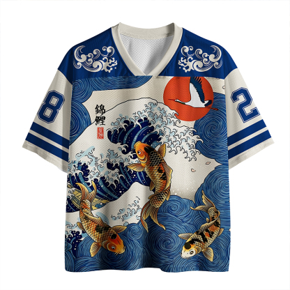 Tokyo-Lion Koi And Waves Mesh Jersey