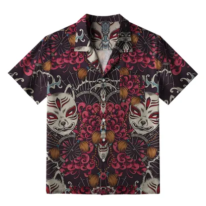Tokyo-Lion Fox Mask Aloha Hawaiian Shirt