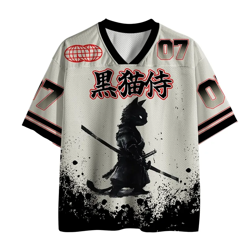Tokyo-Lion Retro Cat Samurai Japanese Mesh Jersey