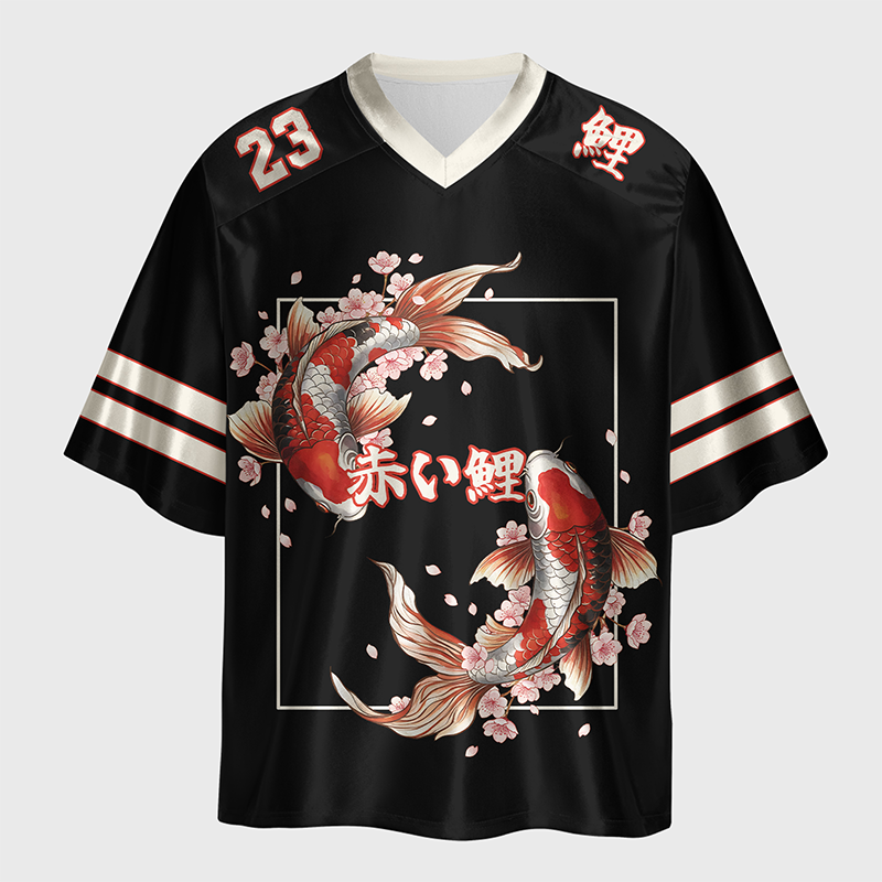 Tokyo-Lion Sakura Koi Fish Japanese Zen Glossy Oversized Jersey