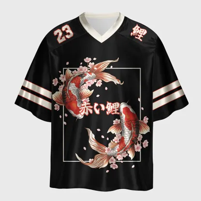 Tokyo-Lion Sakura Koi Fish Japanese Zen Glossy Oversized Jersey