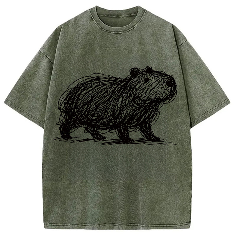 Tokyolion Minimalist Capybara Washed T-Shirt