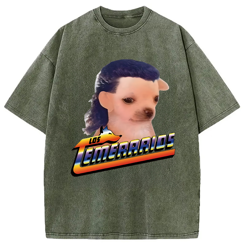 Tokyolion Chihuahua Mullet Meme Washed T-Shirt