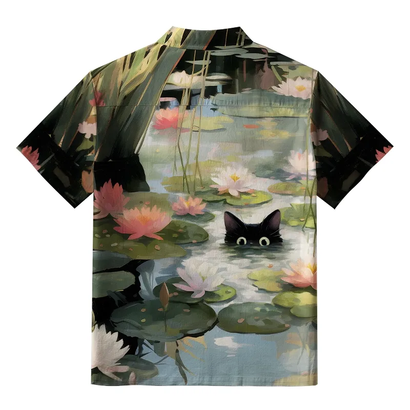 Tokyo-Lion Cats In The Lotus Pond Aloha Hawaiian Shirt