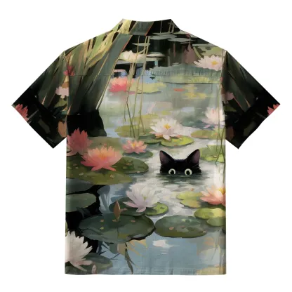 Tokyo-Lion Cats In The Lotus Pond Aloha Hawaiian Shirt