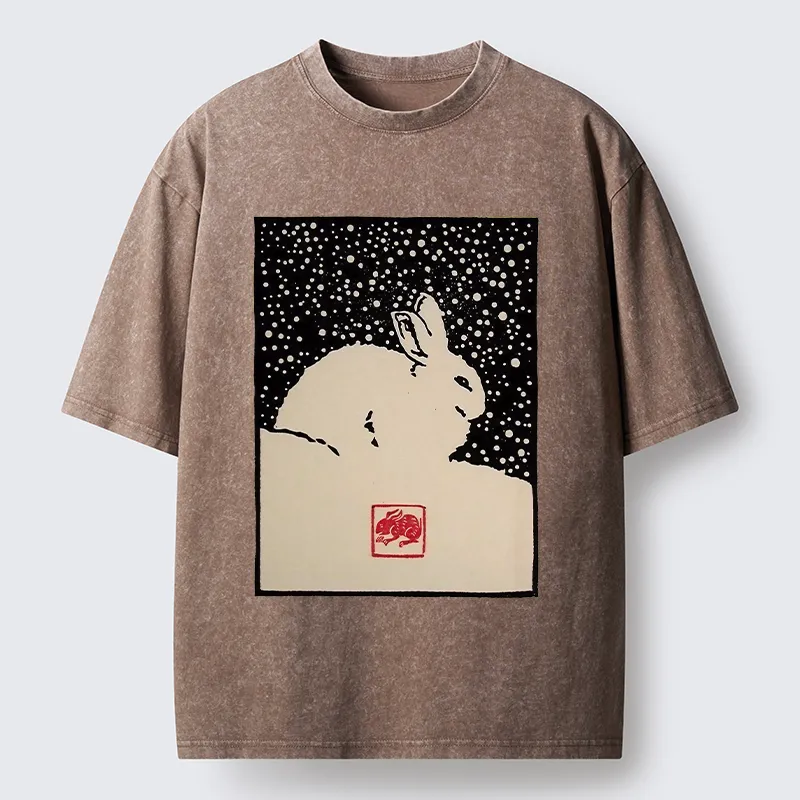 Tokyo-Lion Rabbit In The Snow Washed T-Shirt