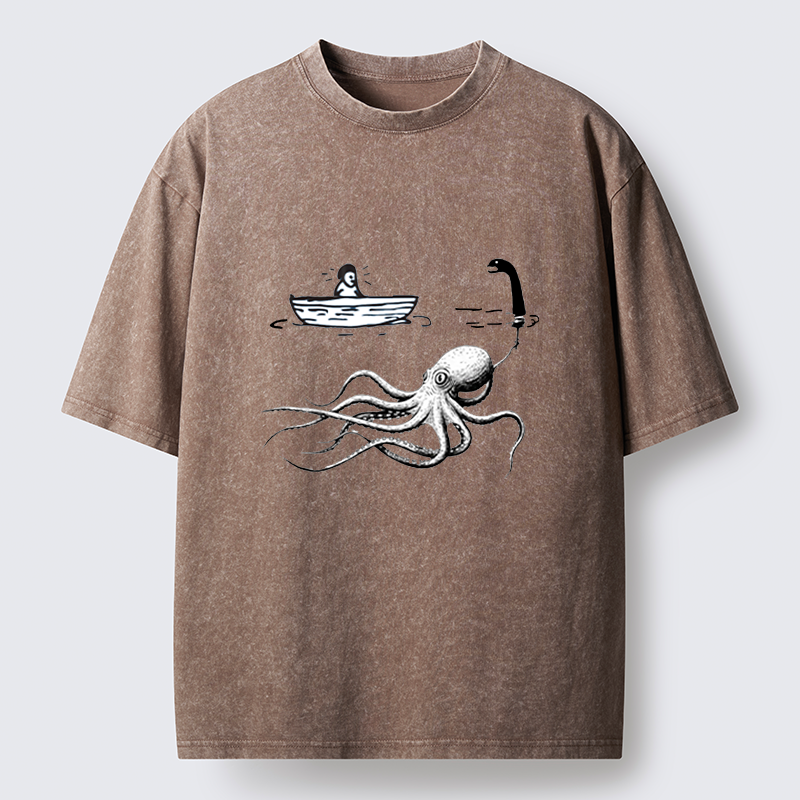 Tokyo-Lion Octopus Camouflage Washed T-Shirt
