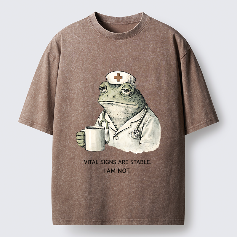 Tokyo-lion Japanese Melancholy Frog Washed T-Shirt