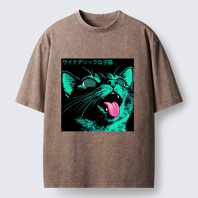 Tokyo-Lion Psychedelic Kitten Washed T-Shirt
