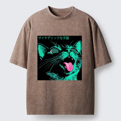 Tokyo-Lion Psychedelic Kitten Washed T-Shirt