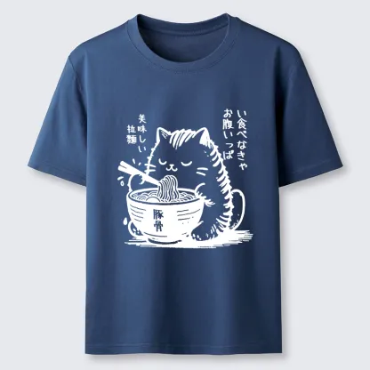 Tokyo-Lion Funny Cute Cat Eating Ramen Japan Classic T-Shirt