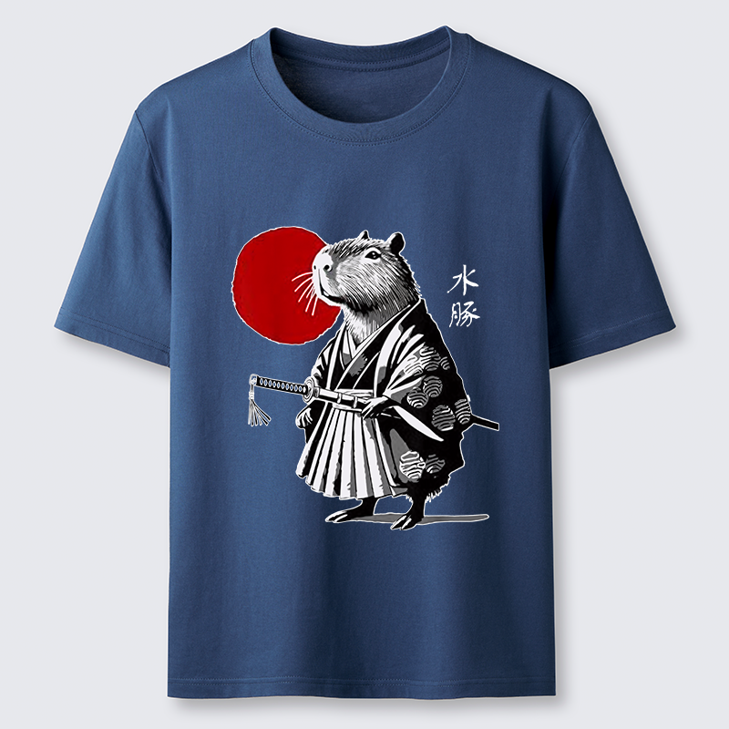 Tokyo-Lion Capybara Samurai And Sun Classic T-Shirt