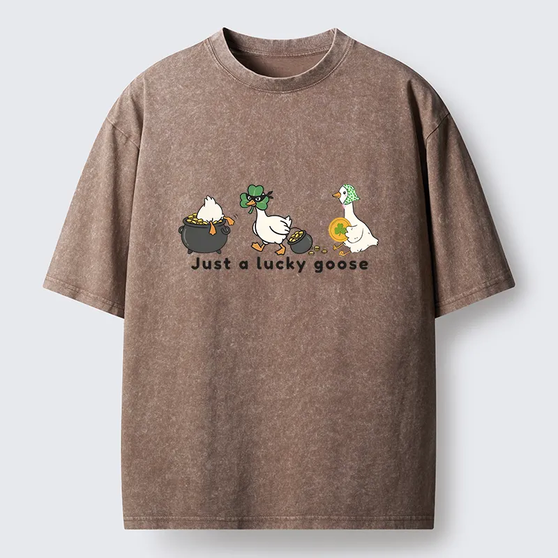 Tokyo-Lion Just A Lucky Goose Meme Washed T-Shirt
