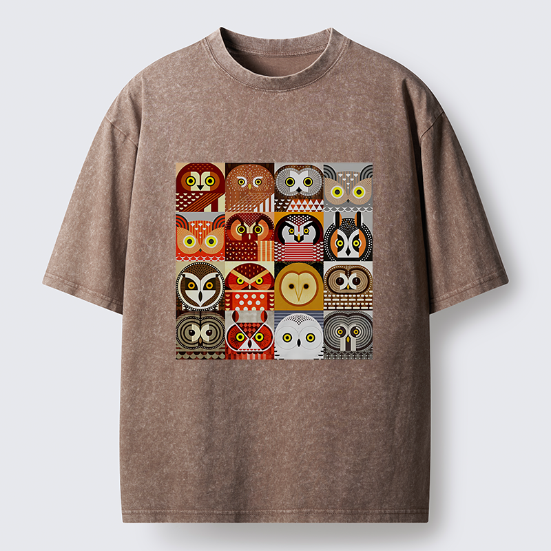 Tokyo-Lion All Kinds Of Owls Washed T-Shirt