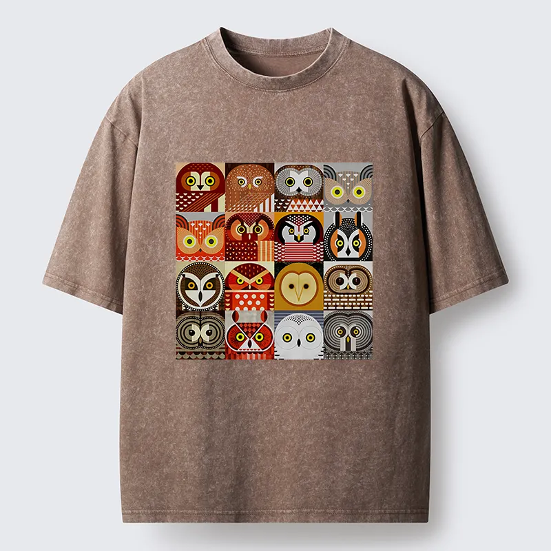 Tokyo-Lion All Kinds Of Owls Washed T-Shirt
