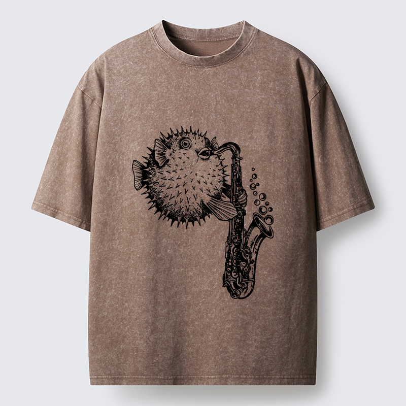 Tokyo-Lion Pufferfish Performance Washed T-Shirt
