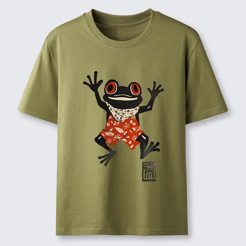 Tokyo-Lion Japanese Happy Frog Ukiyoe Classic T-Shirt