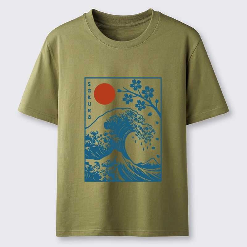 Tokyo-Lion Japanese The Great Wave And Sakura Classic T-Shirt