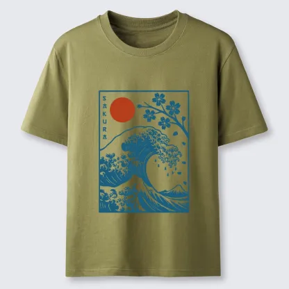 Tokyo-Lion Japanese The Great Wave And Sakura Classic T-Shirt