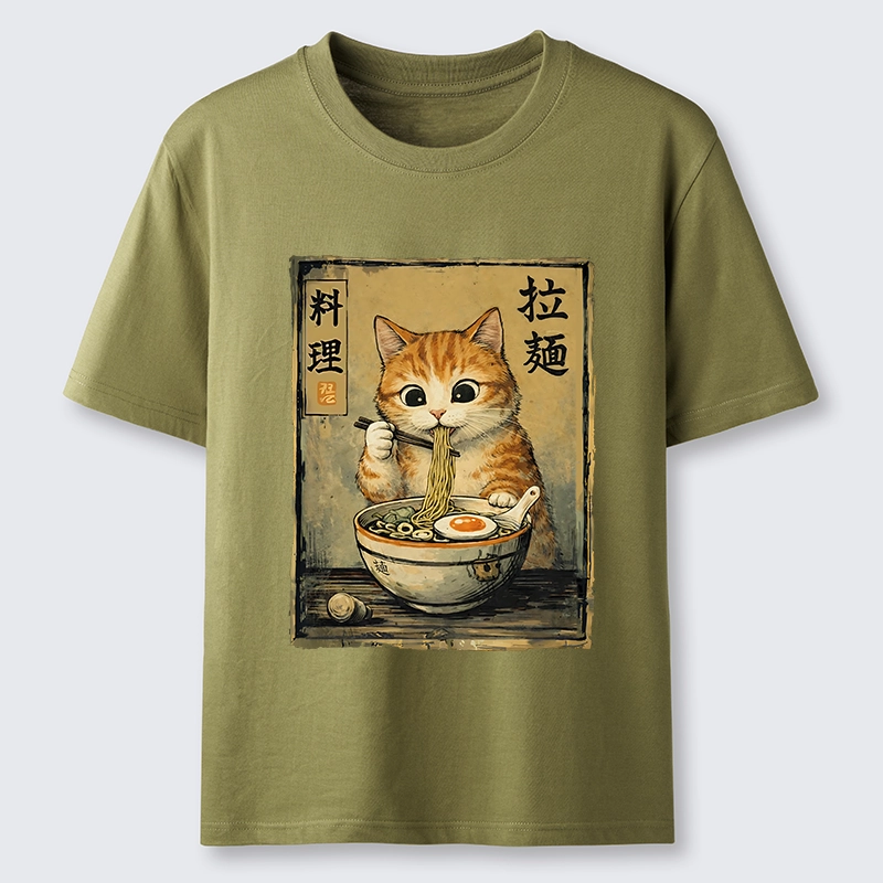 Tokyo-Lion Retro Ginger Cat Ramen Classic T-Shirt