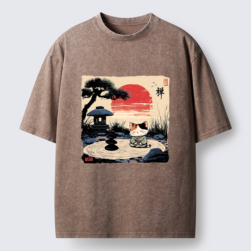 Tokyo-Lion Zen-like Scenery Washed T-Shirt