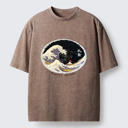Tokyo-Lion Katsushika Hokusai Waves Washed T-Shirt