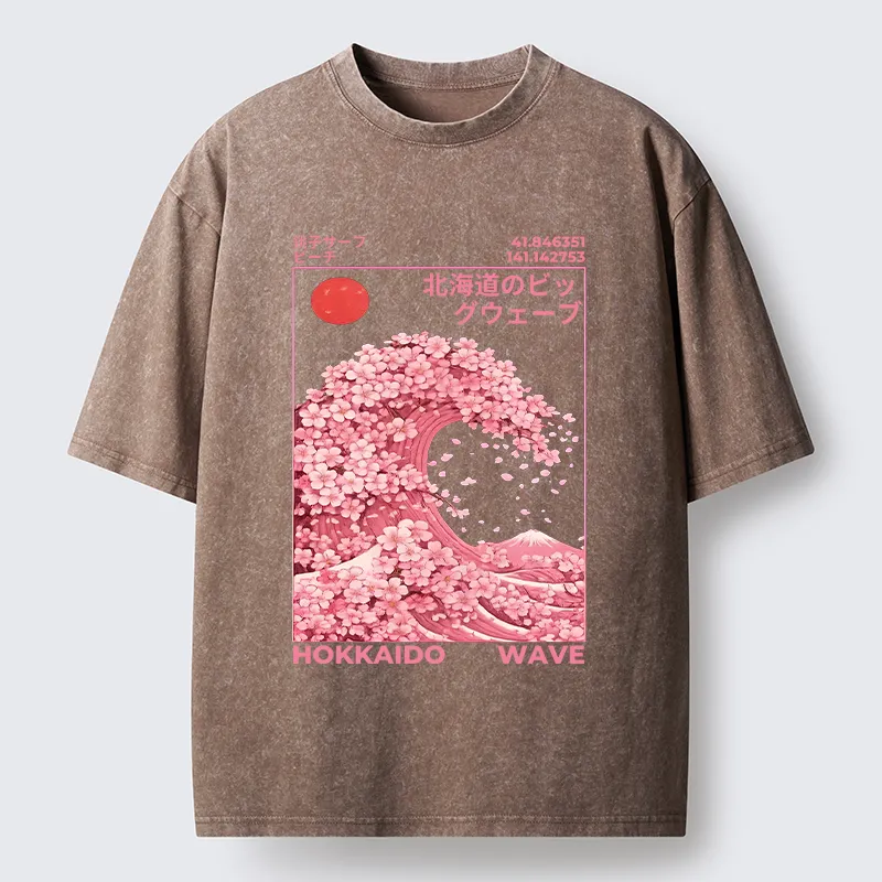 Tokyo-Lion Sakura Wave Washed T-Shirt