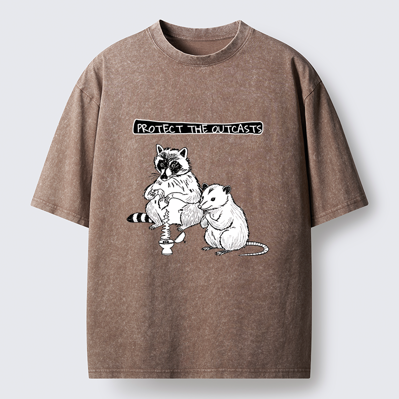 Tokyo-Lion Prayer Of Raccoon And Possum Washed T-Shirt