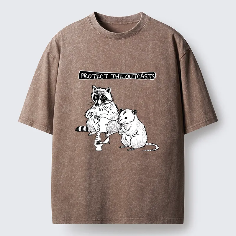 Tokyo-Lion Prayer Of Raccoon And Possum Washed T-Shirt