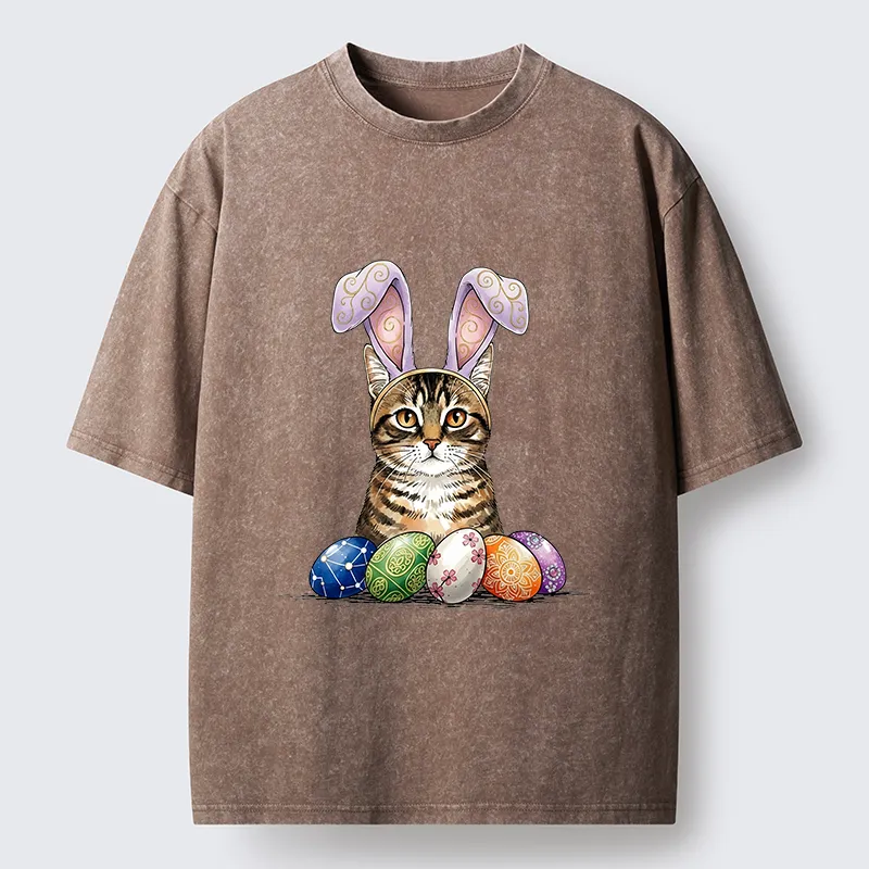 Tokyo-Lion Easter Cat Washed T-Shirt