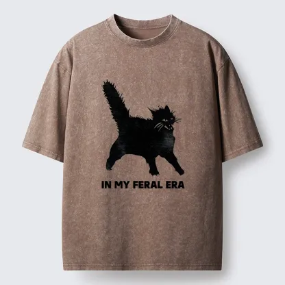 Tokyo-Lion Wild Black Cat Washed T-Shirt