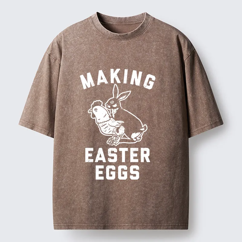 Tokyo-Lion Making Eggs Easter Washed T-Shirt